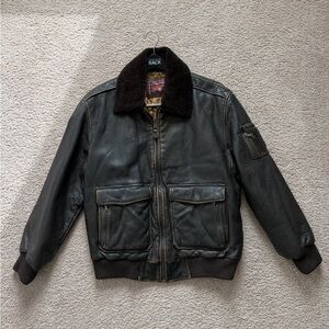 Andrew Marc Dark Brown Leather Military Jacket